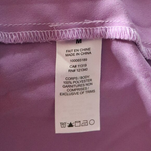 Dynamite Leslie Satin V-Neck M Purple Sleeveless Cami Mini Bodycon Wrap Dress - Picture 11 of 12